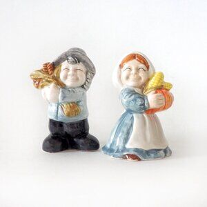 Vintage Thanksgiving Pilgrim Salt & Pepper Shaker Set - Whimsical Home Decor